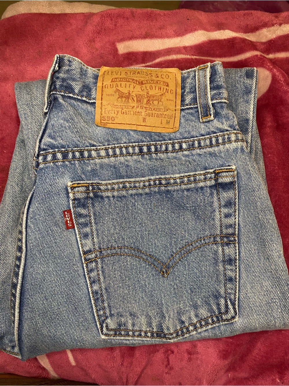 Vintage Levi's 550 Relaxed Fit Tapered Leg Jeans Light Blue Wash Size:14 Mis M